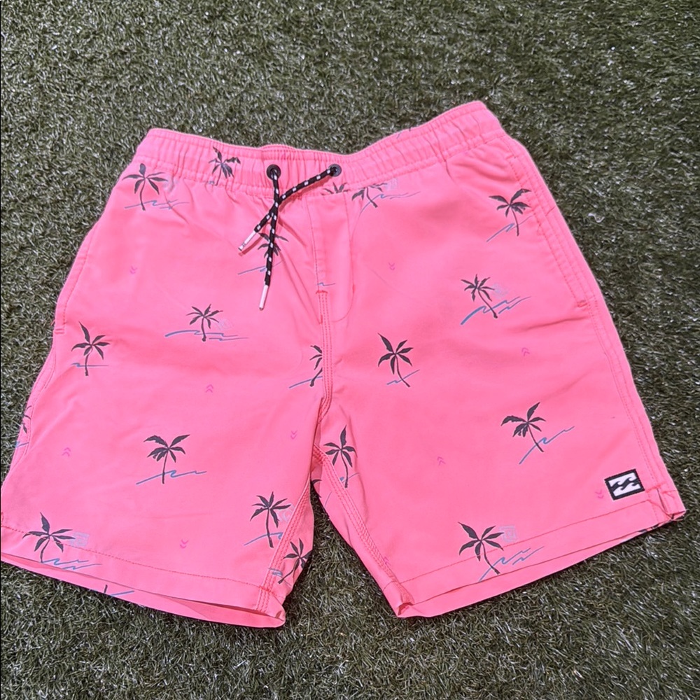 Billabong Peach Board Shorts with Palm Tree Print